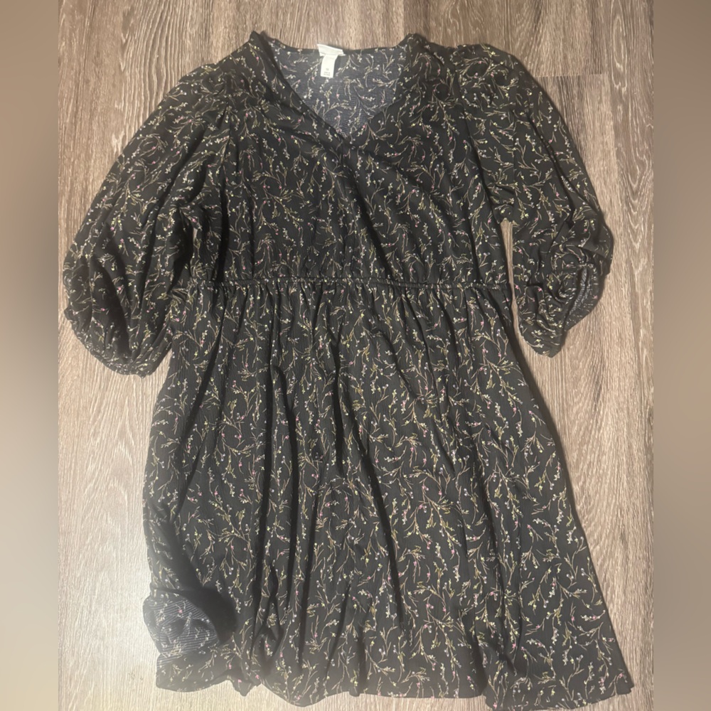 Ava & Viv Black Dress with Floral Design